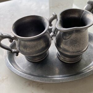 Vintage Pewtarex York Pennsylvania Sugar/Creamer/Tray Set